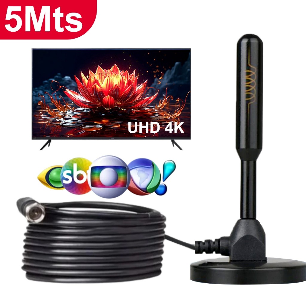 Antena Digital interna Sinal TV HDTV Base Imã  Ex