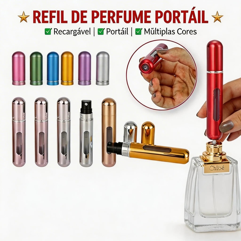 Frasco Porta Perfume Recarregável Portátil Aleat