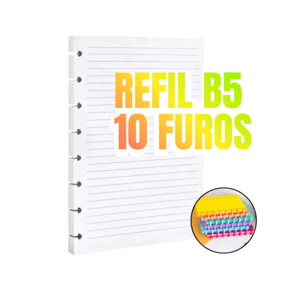 Kit 2 Refil De Folhas Pautadas Caderno B5 Discos (