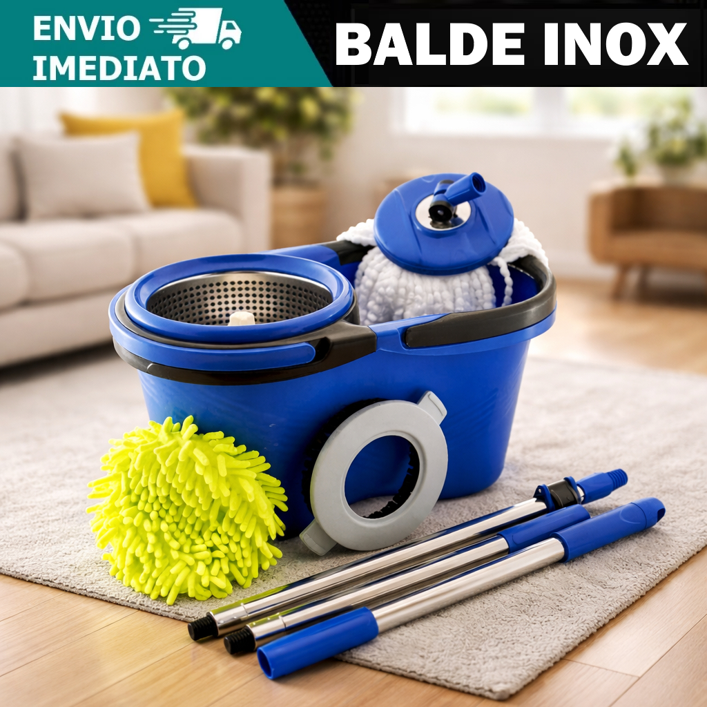 Balde Mop Esfregão Pro Perfect Reforçado Inox 36