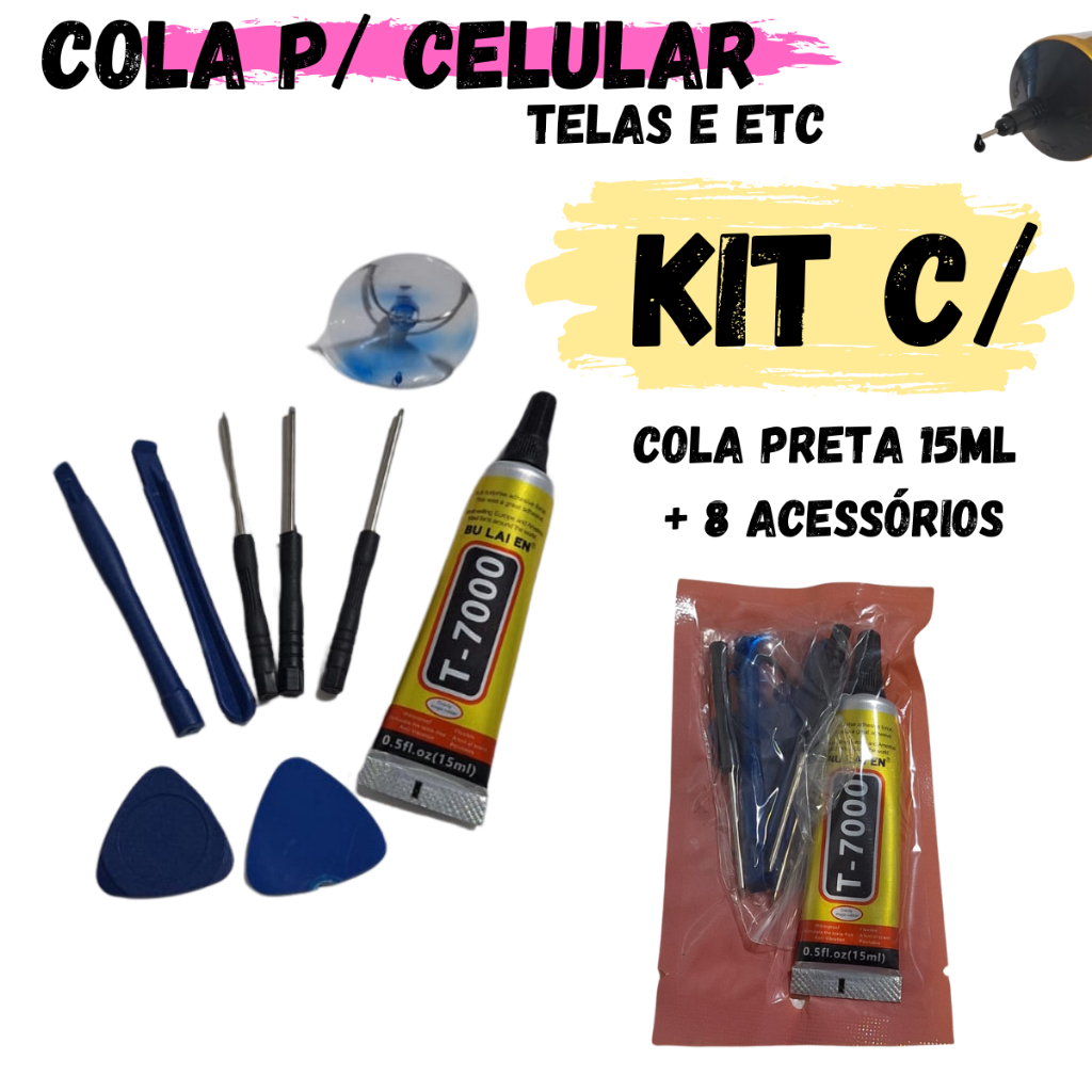 Cola Celular + kit ferramentas Preta T-7000 ou Bra