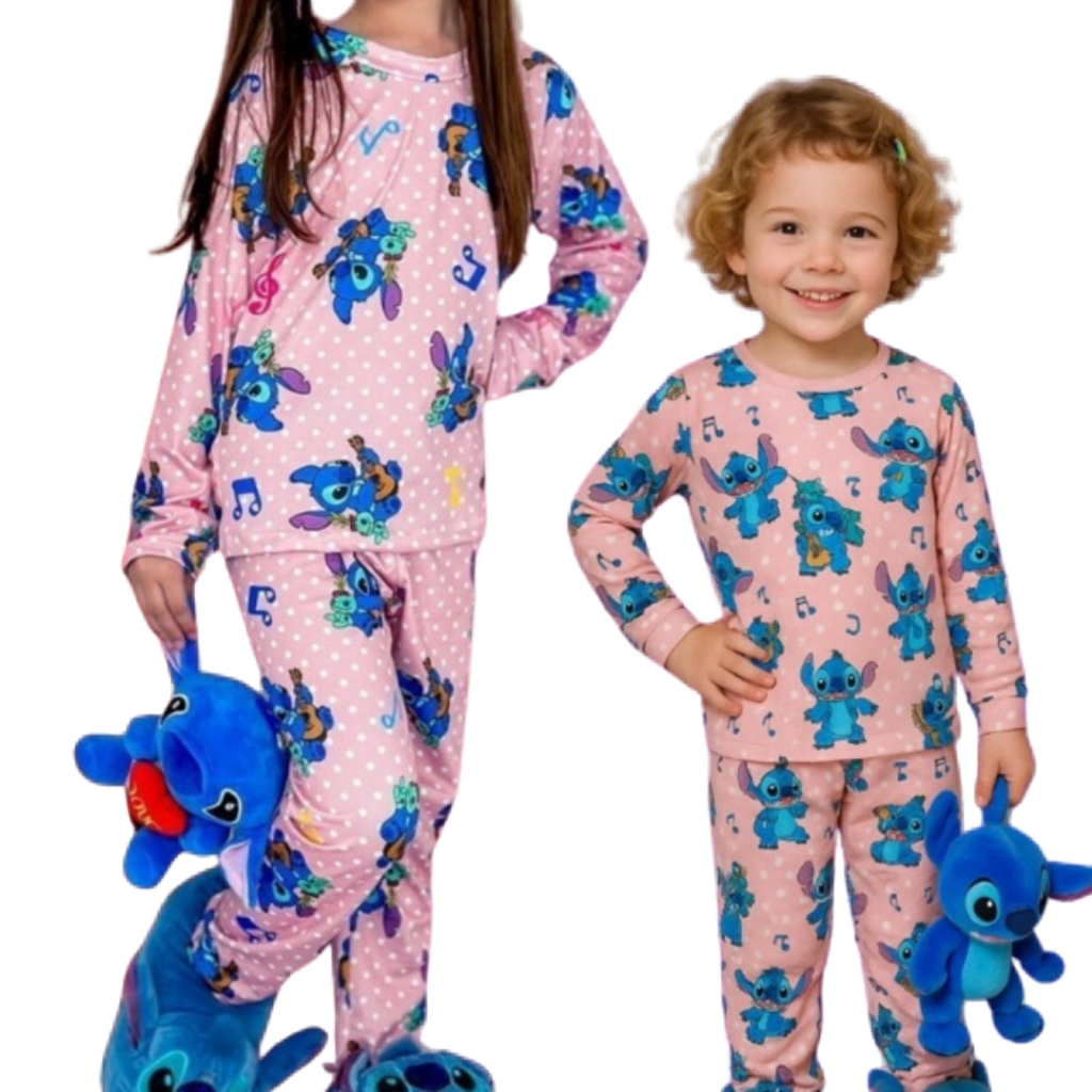 Pijama infantil Feminino Lilo Stitch ou personagem