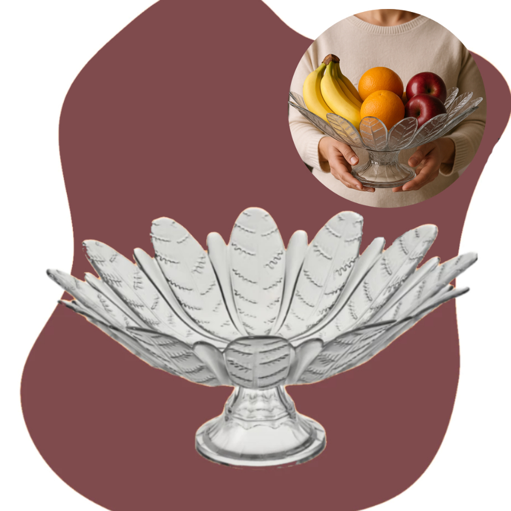 Fruteira Centro De Mesa Vidro Com Pé Multiuso Lux