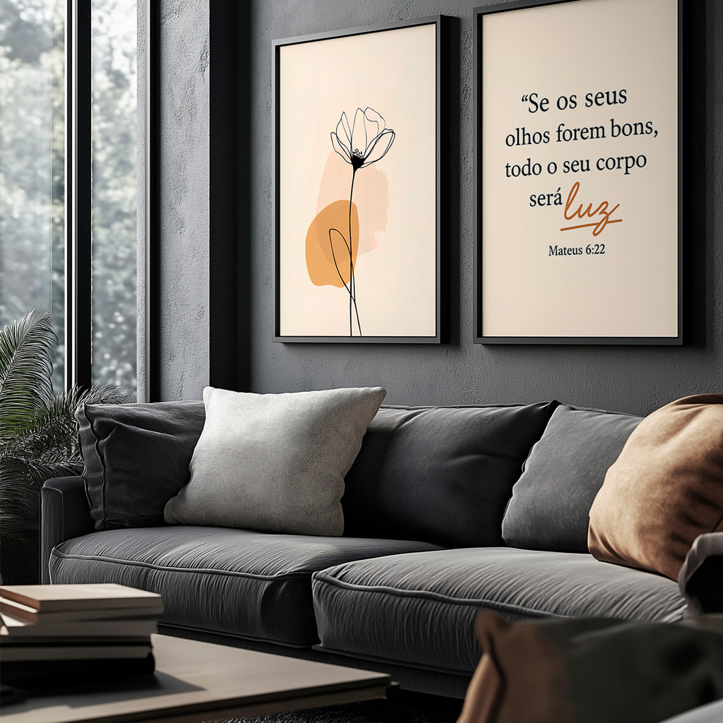 Kit 2 Quadros Decorativos Versículo 6:22 Mateus F
