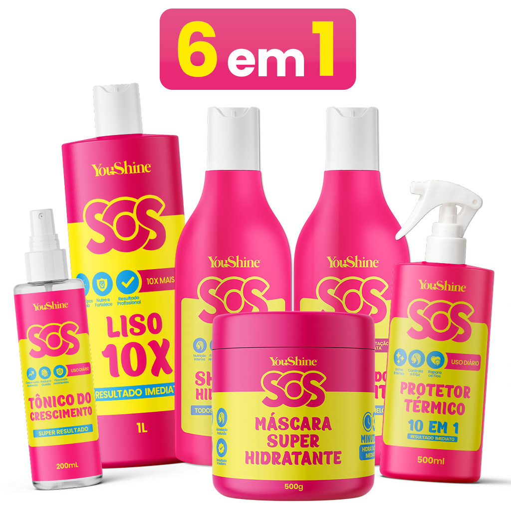 Kit 6 em 1 SOS YouShine Linha Completa Máscara Sh