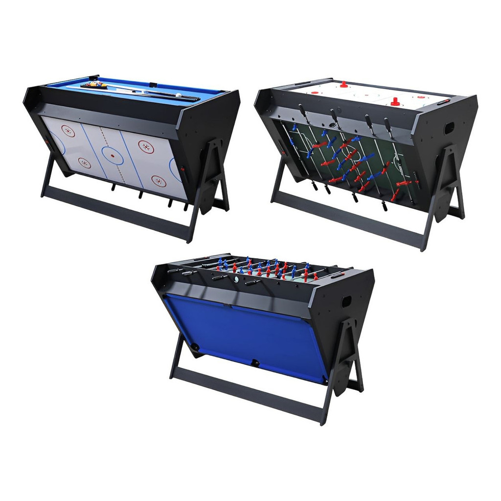 Mesa Dobrável MDF 3 Em 1 Sinuca, Ping Pong E Air 