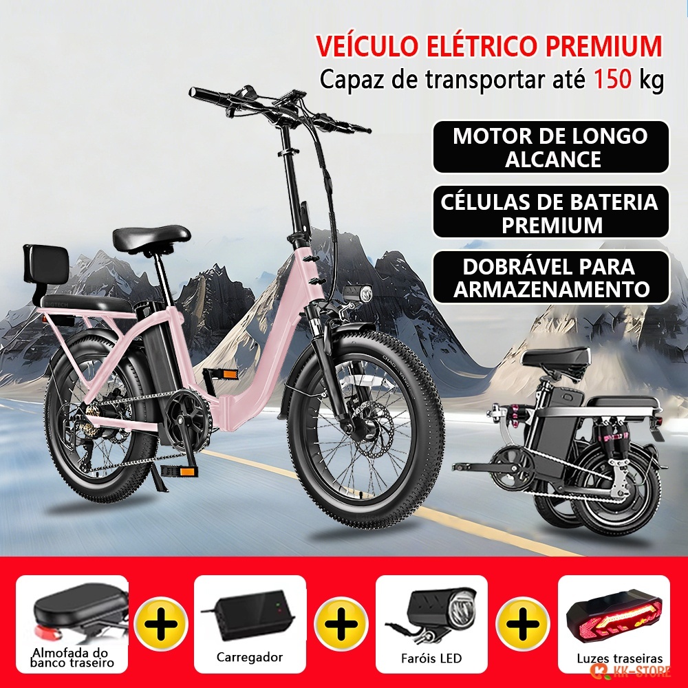 Bicicleta elétrica dobrável Farol de projeção 