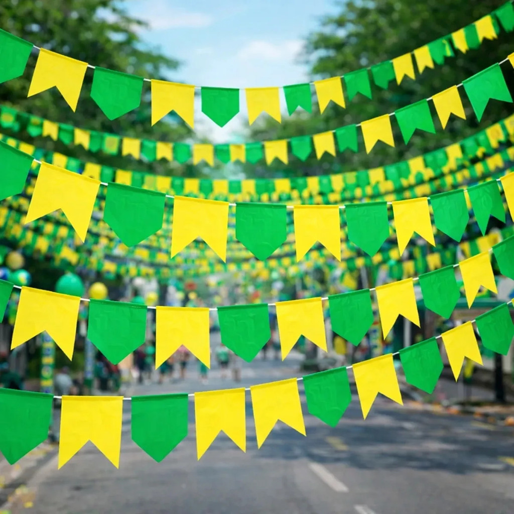 Kit 50 Metros Bandeirinhas Do Brasil 10m Copa Do M