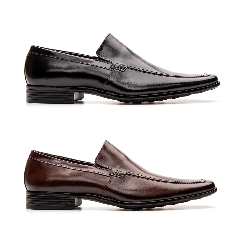 Kit 2 Pares Mocassim Masculino em Couro Conforto E
