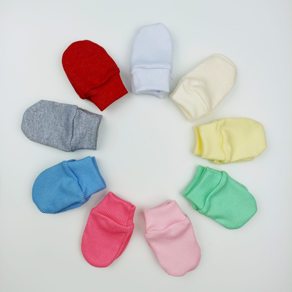 6 pares de Luvas Bebê Recém Nascido Malha Canela