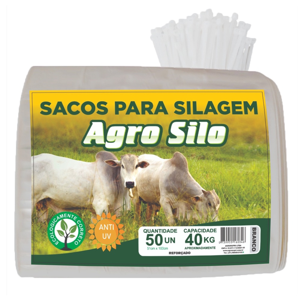 Sacos De Silagem BR 51×100 C/lacres Agro Silo