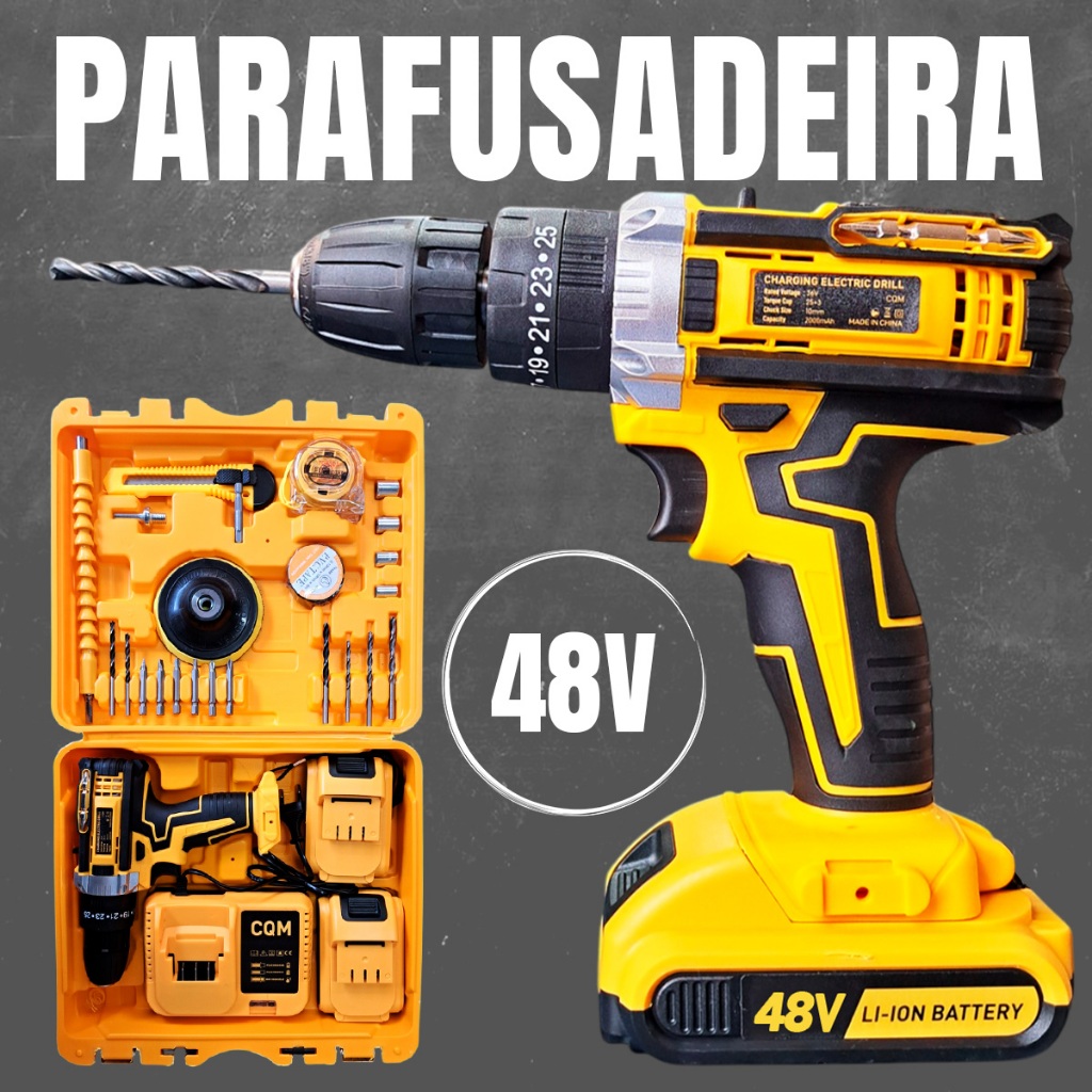 Furadeira Parafusadeira Impacto 48V Mais Completa 