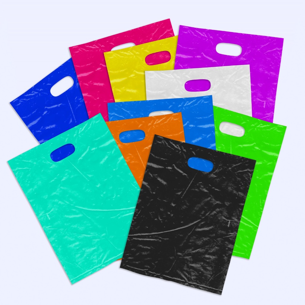 Kit 100 Sacolas Plásticas Boca de Palhaço Alça 