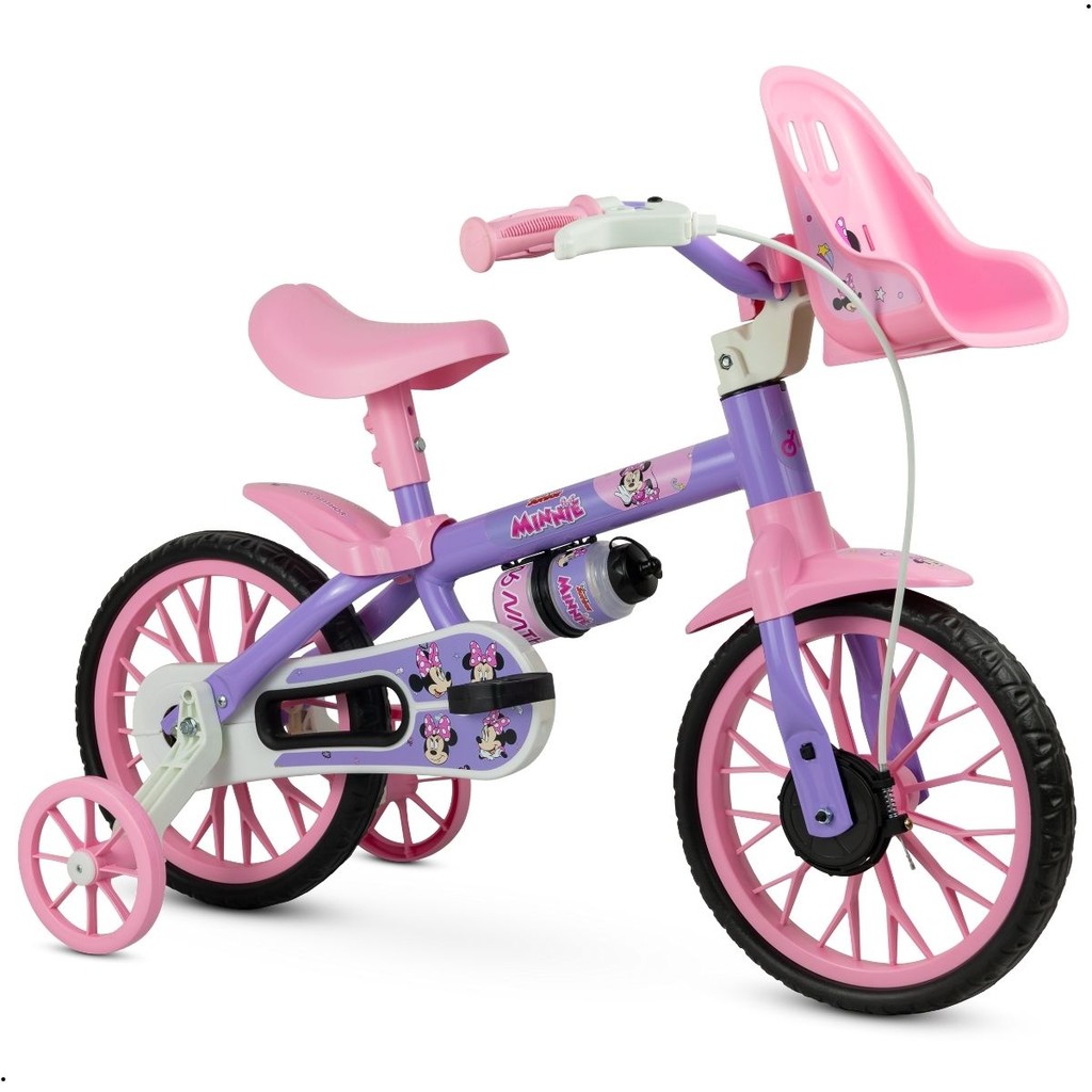 Bicicleta Minnie Infantil 3 anos Com rodinhas Nath