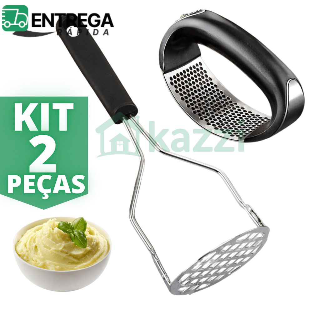 Kit 2 Utensílios para Cozinha Inox: Triturador de