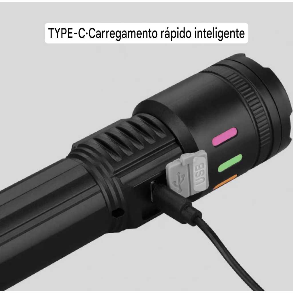 Lanterna Led Brilhante com pilha de 18650 lítio R