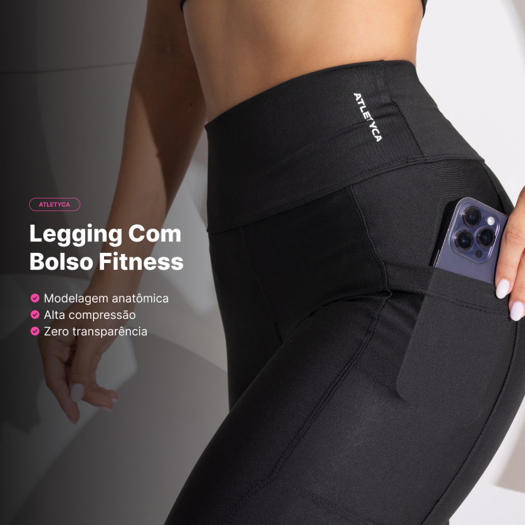 Calça Legging com Bolso Feminina Cintura Alta Aca