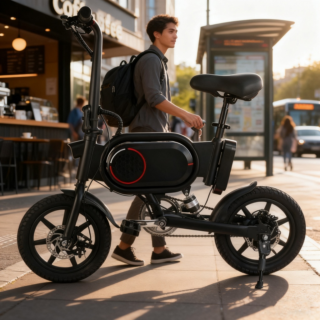 Scooter Elétrico Dobrável Preto 16KG  Leve, Prá