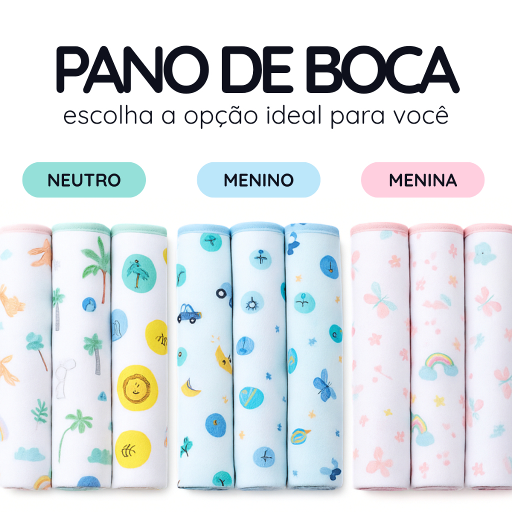Paninho de Boca Bebê kit com 24 Unidades Estampad
