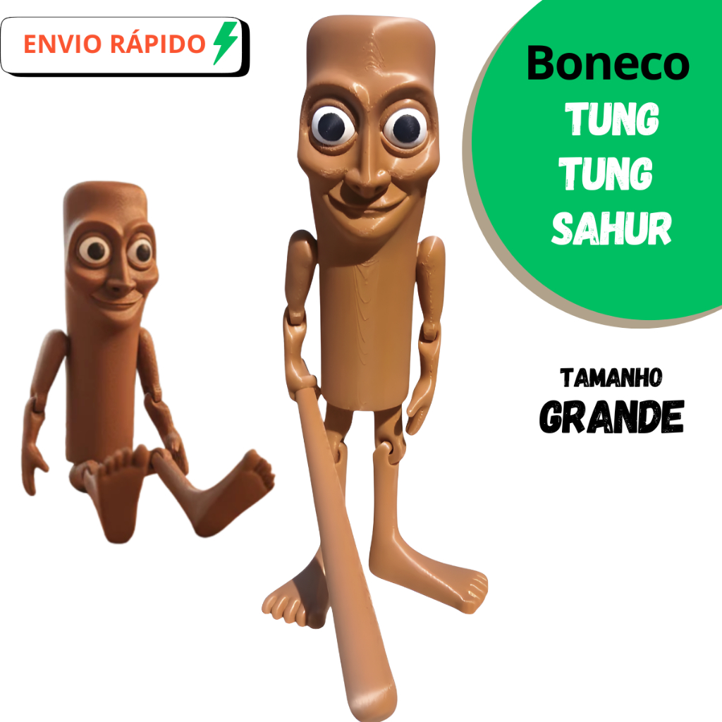 Boneco Tung Tung Sahur Brainrot Meme Italiano TikT