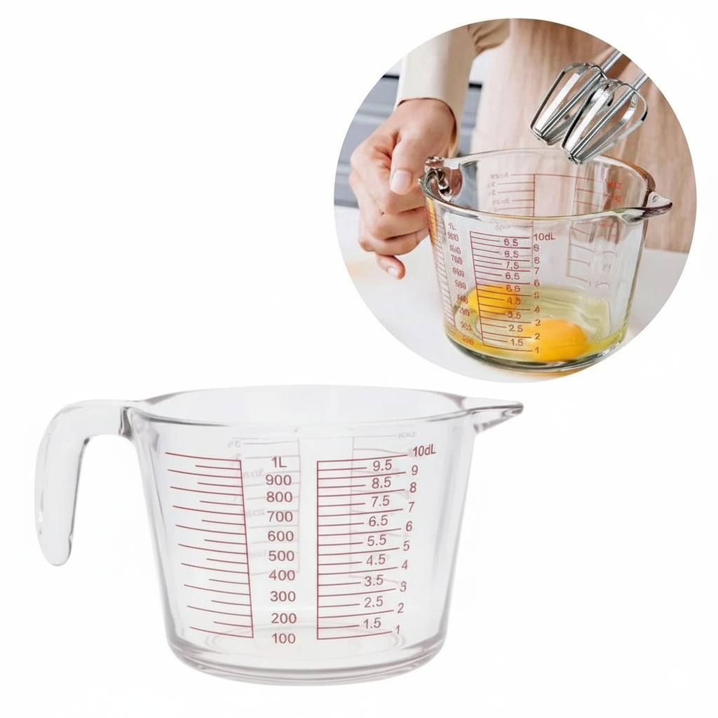 Jarra Medidora 1 Litro De Vidro Temperado Alça Re