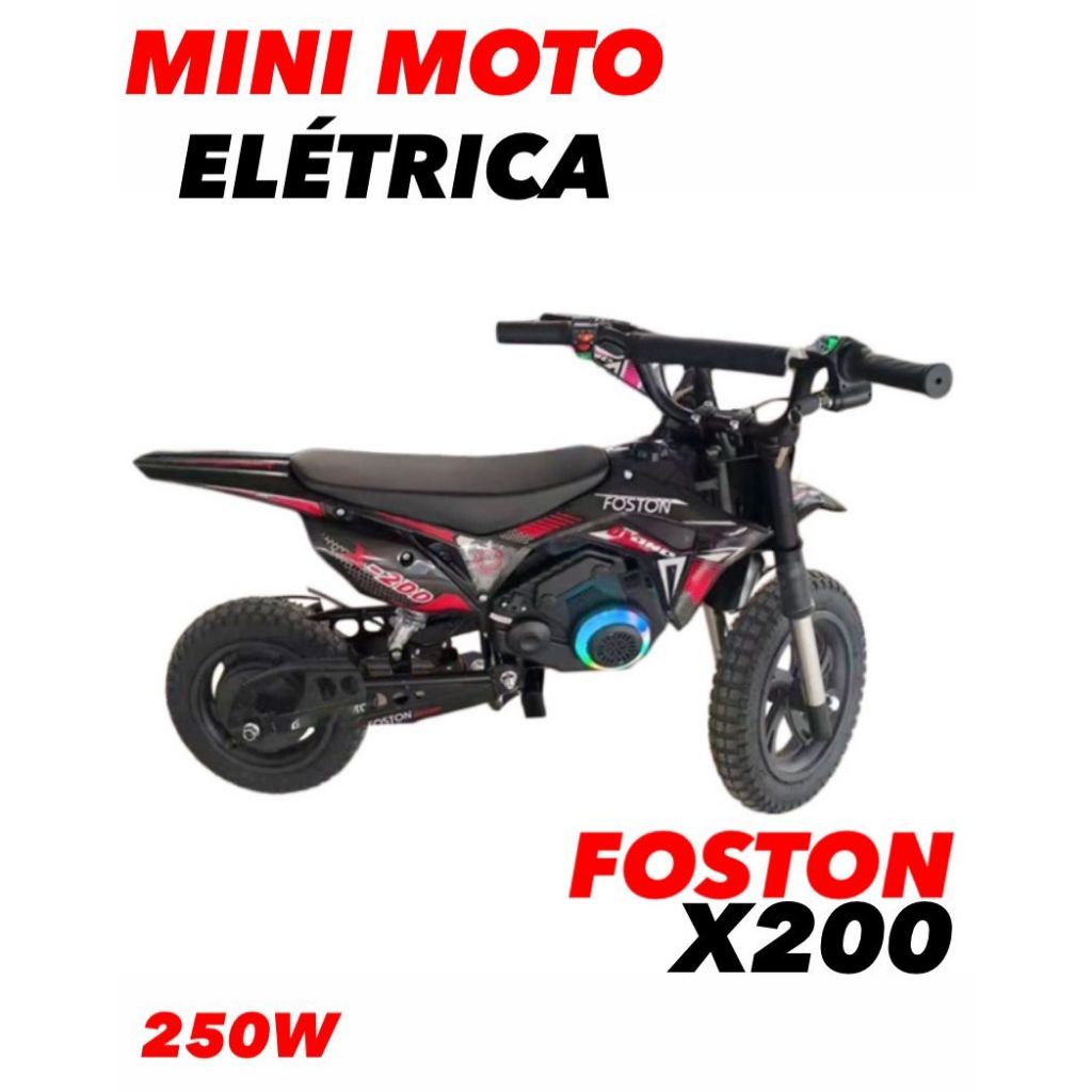 Mini Moto Elétrica FOSTON 250w com Bluetooth (Sup
