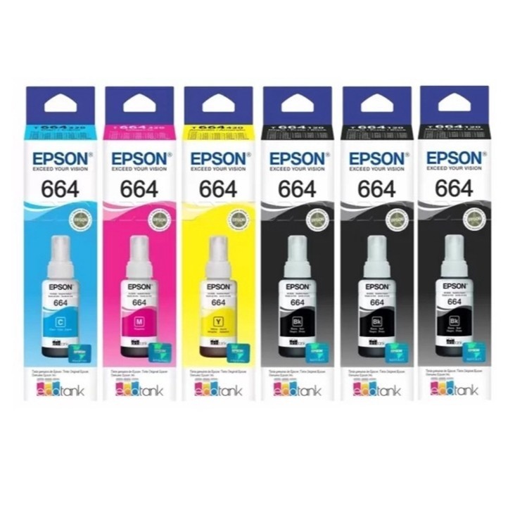 Kit 6 tintas T664 epson p/ L395 L380 L375 L220 L45