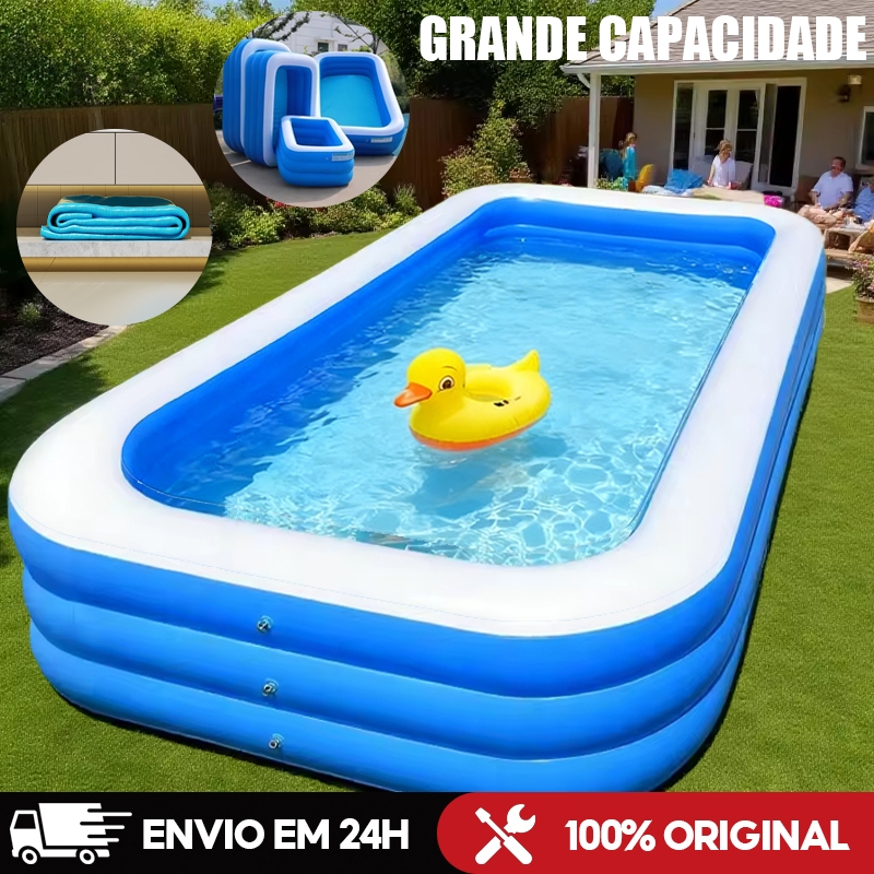 Piscina inflável Retangular PVC Azul Familiar Res