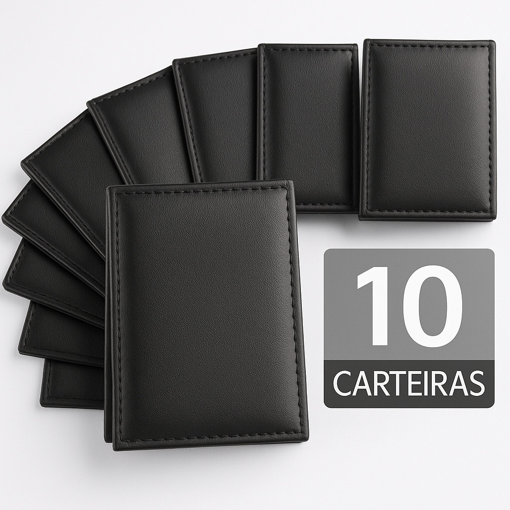 KIT 10 Carteira Slim Masculina Couro – Porta