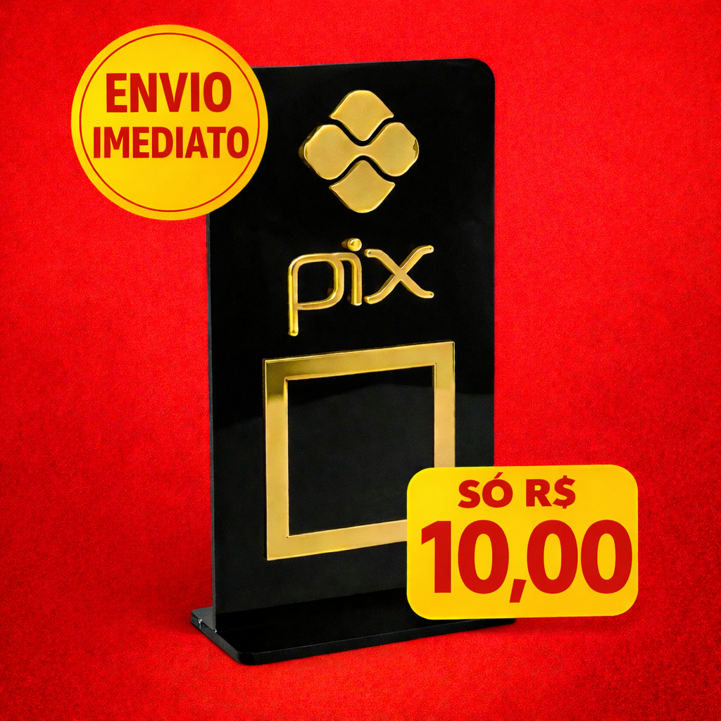 Placa PIX Encaixe Acrílica QR Code Display de Mes