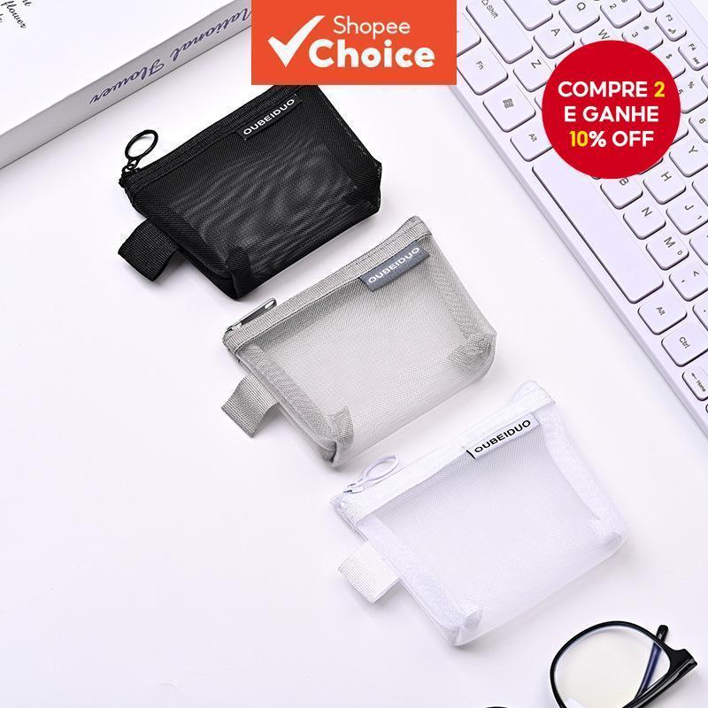 Porta-Cartões De Malha Transparente Unissex Mini