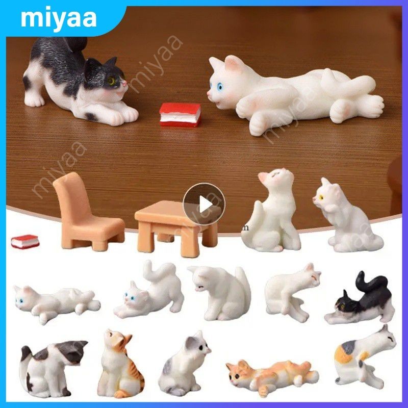 Gatinho micro paisagem decoração de casa estatue