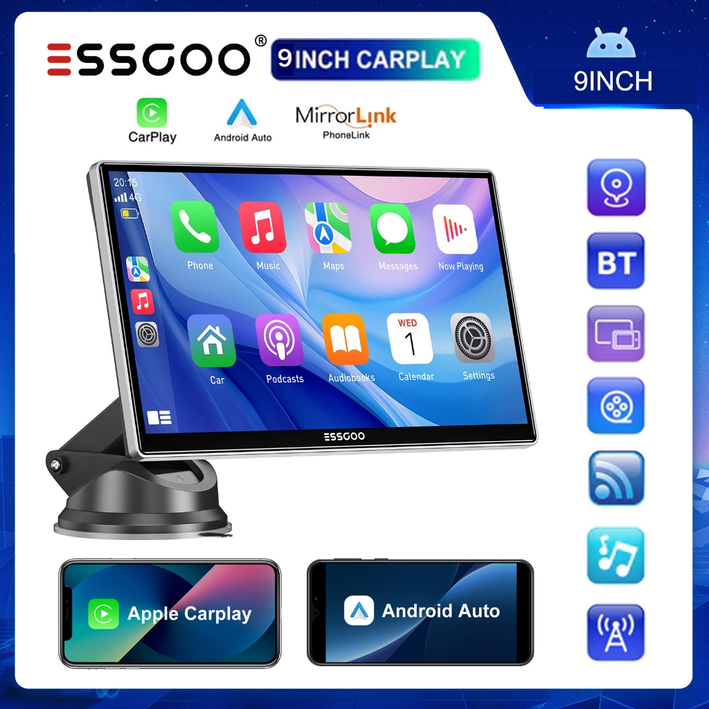 ESSGOO 9 Polegada Portátil CarPlay Multimídia An