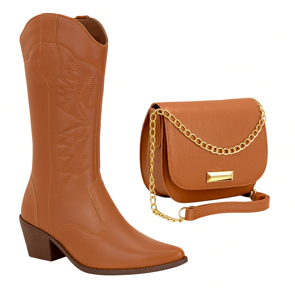 Botas Femininas Texana Rodeio Country Cano Alto Bi