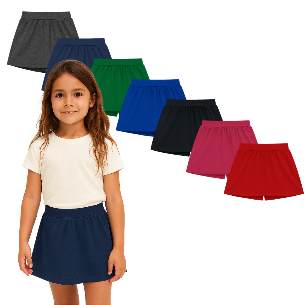 Shorts Saia Cotton Infantil Juvenil Menina Verão 