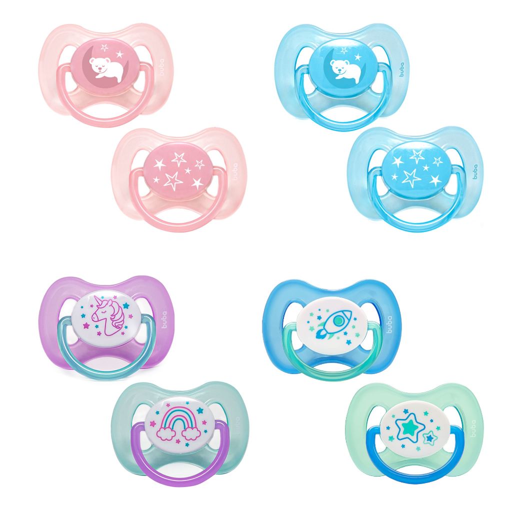 Kit 2 Chupetas Comfort Brilha no Escuro  Tamanho 1