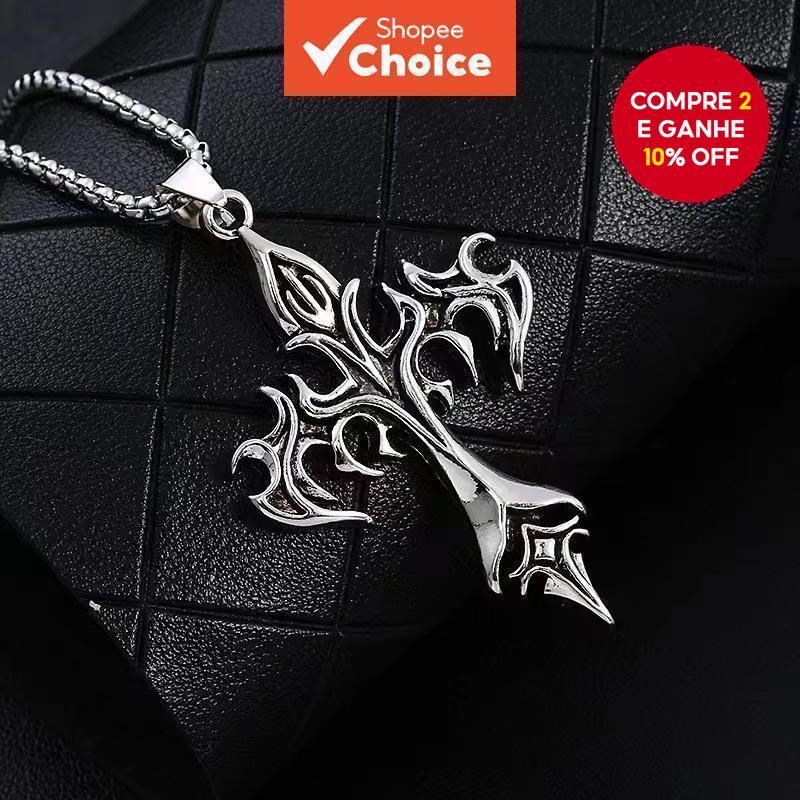 Novo Colar Vintage Com Pingente De Cruz De Chama P