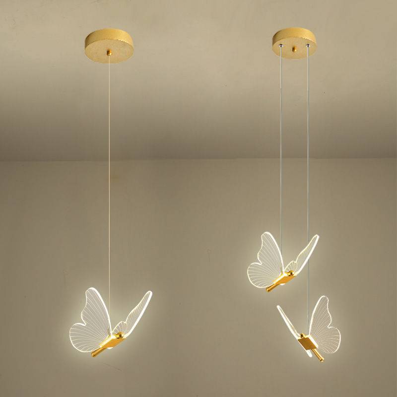 Pendente Dourado Borboleta De Luz LED de 3 cores e