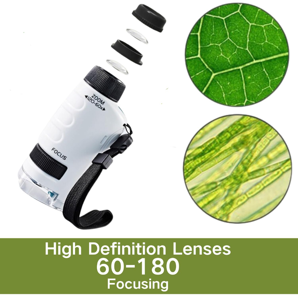 Microscópio De Mão Portátil Com Zoom 60X-180X P