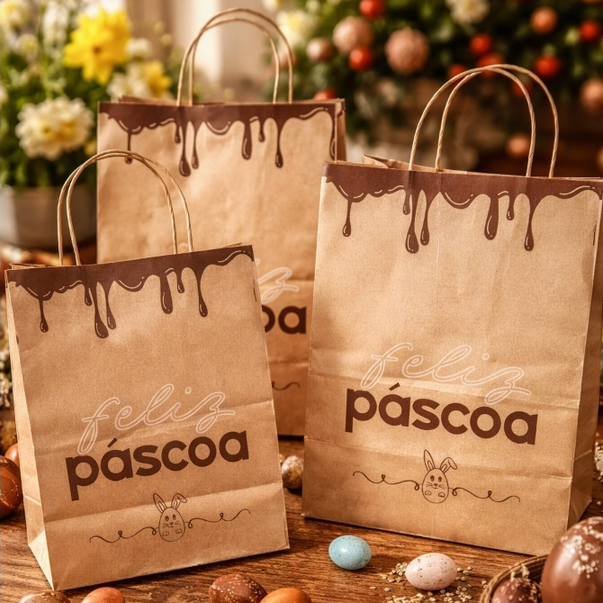 50 Sacolas De Páscoa Kraft – Sacola Para Ov