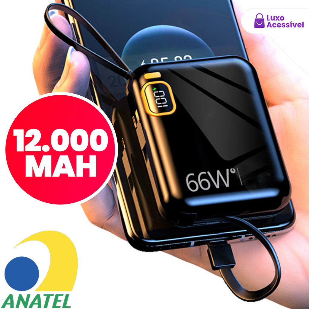 Carregador Rápido De Bateria Compacto 12000mAh Co
