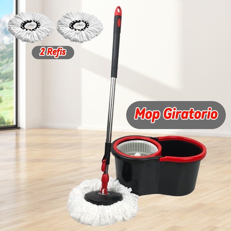 Mop Com Centrifuga Inox Com 2 Refil de Microfibra 