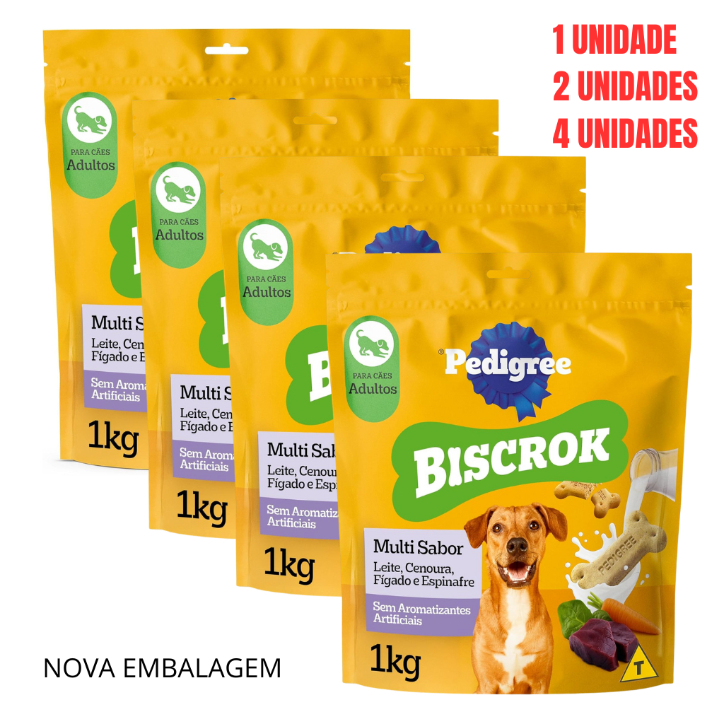 BISCOITO PEDIGREE BISCROK MULTI 1 KG(EMBALAGEM NOV