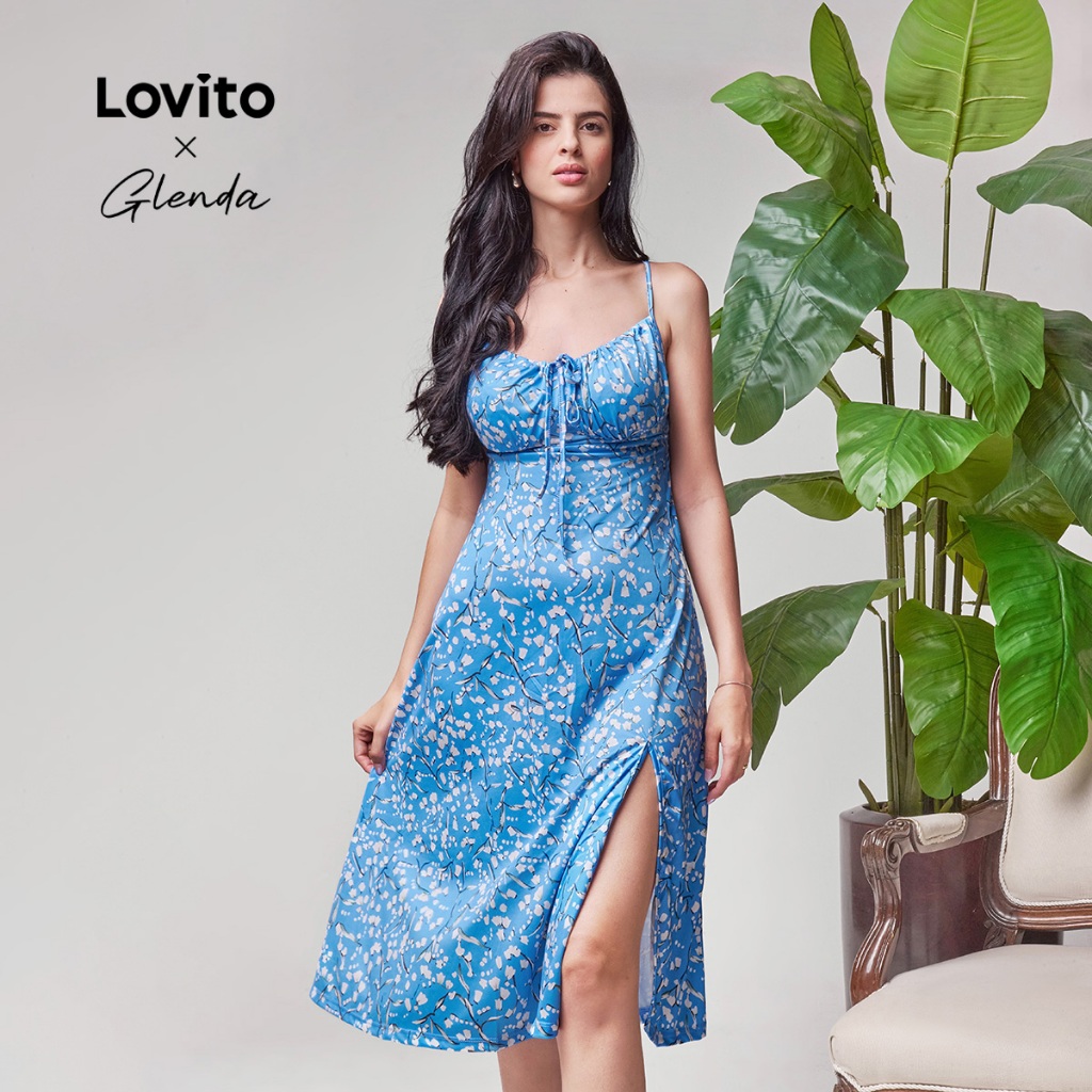 Lovito x Glenda Vestido Feminino Estampa Floral Am