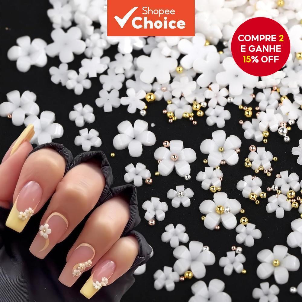 1000 Unidades Mini Amuletos De Unhas De Flor 3D Re