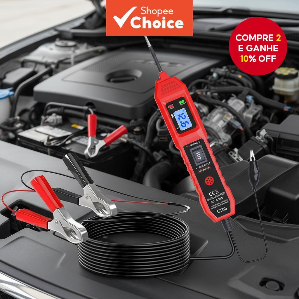 Testador de Circuitos para Carro 6V/12V/24V DC, So