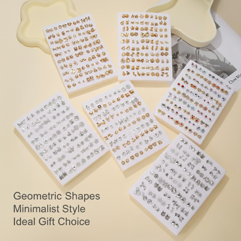 Conjunto De Brincos Geométricos 50 Peças , Joias