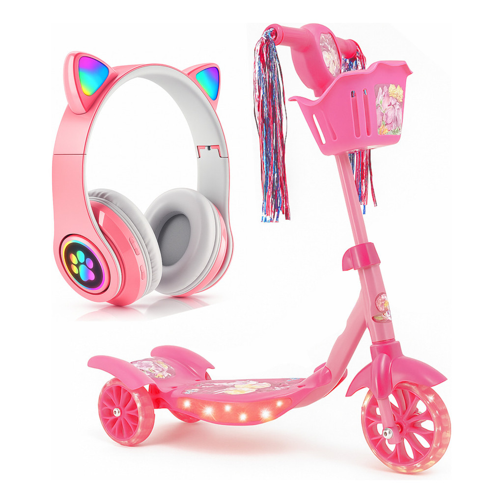 Patinete Princesa Sereia 3 Rodinhas Luz Led E Som