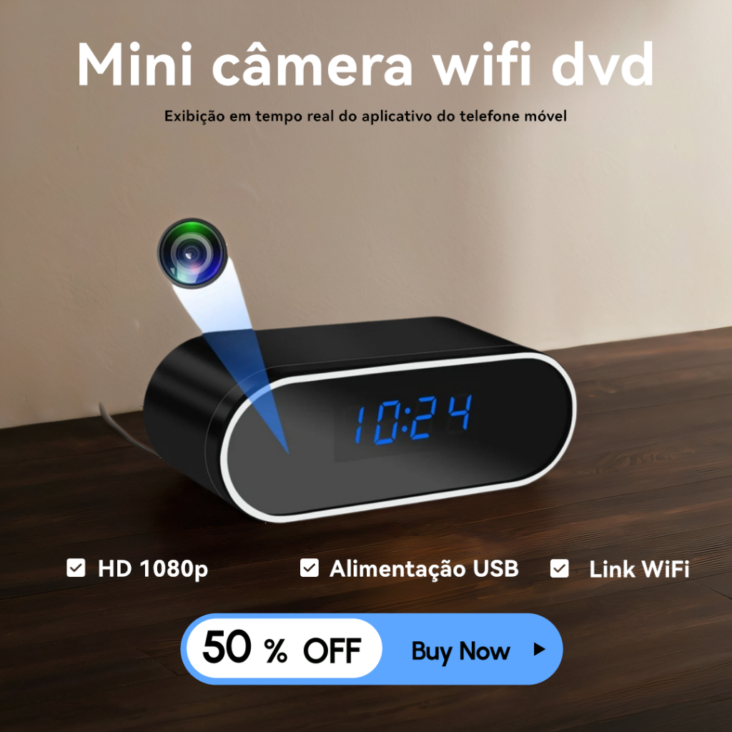 Mini Relógio De Câmera-De Vigilância Oculta Com