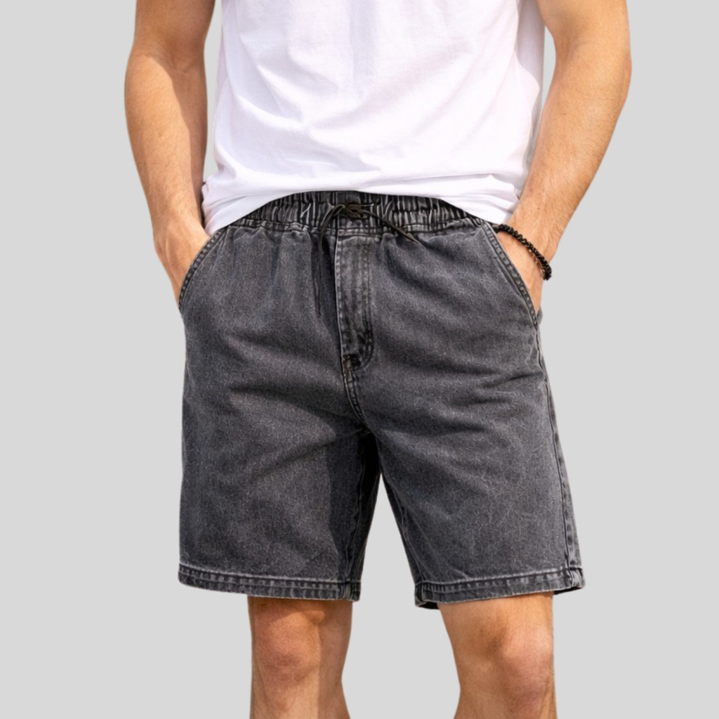 Short Bermuda Masculino Jeans Grafite Curto Verão